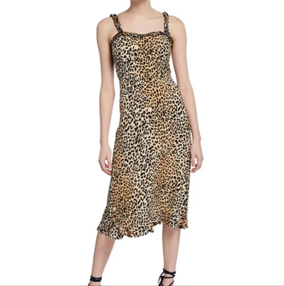Faithfull The Brand Noemi Leopant Print Sleeveless Midi Dress